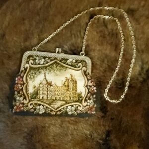 Elegant Vintage Tapestry Evening Bag with Chain